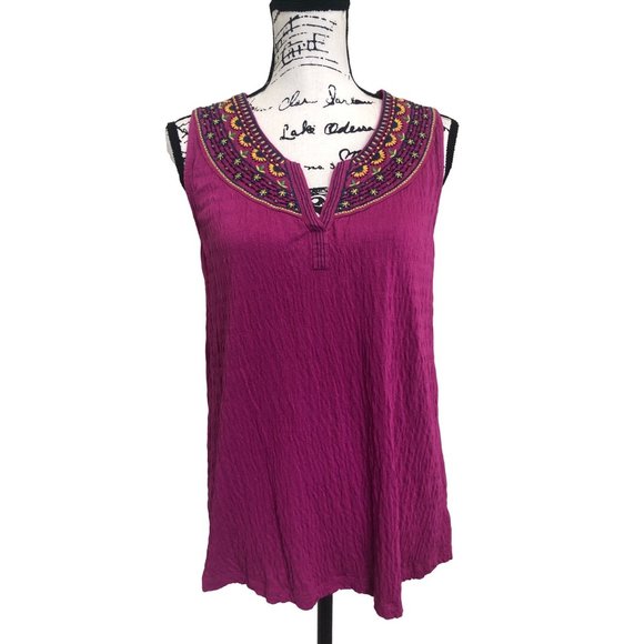 Anthropologie Akemi + Kin Women's Top Sleeveless Embroidered Purple Size S - Picture 3 of 7